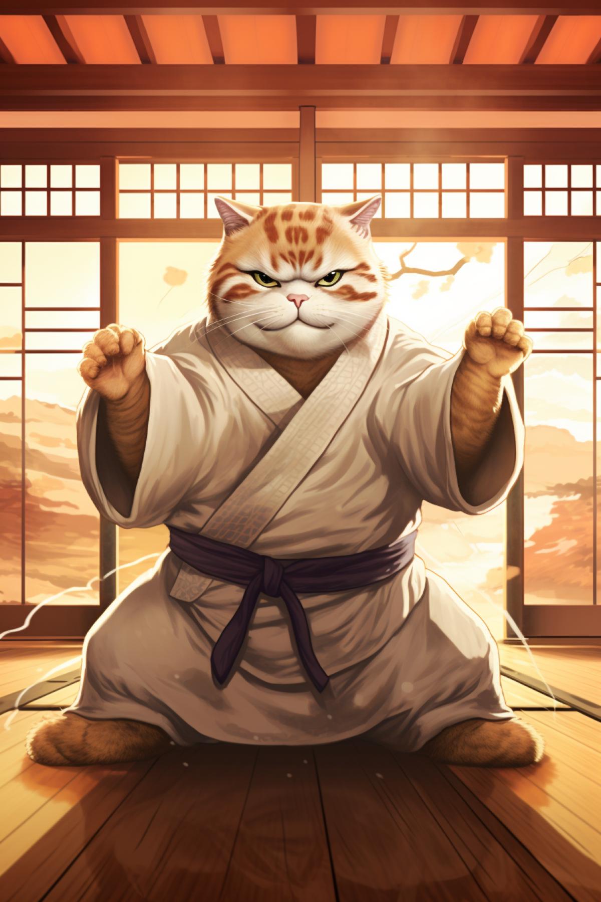 Sumo cat illustration friendly cartoon