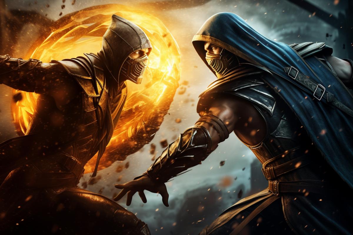 Mortal kombat, Scorpion against sub-zero, epic battle, digital art