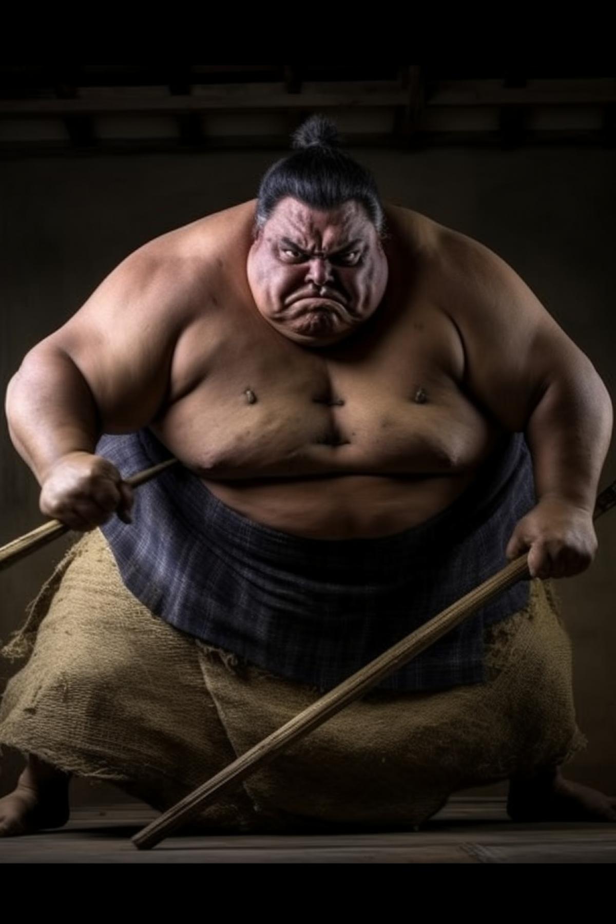 Epic aggressive sumo wrestlers
