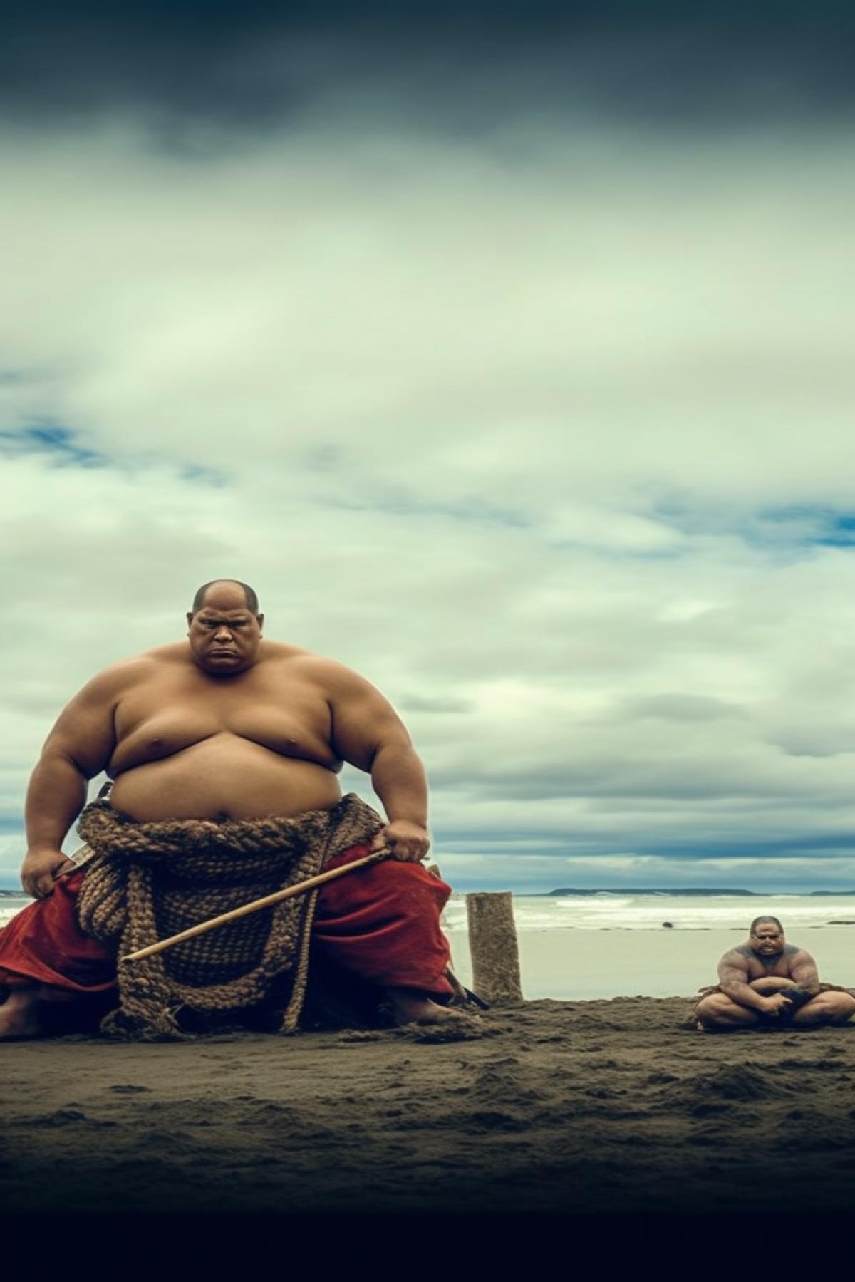 Epic aggressive sumo wrestlers