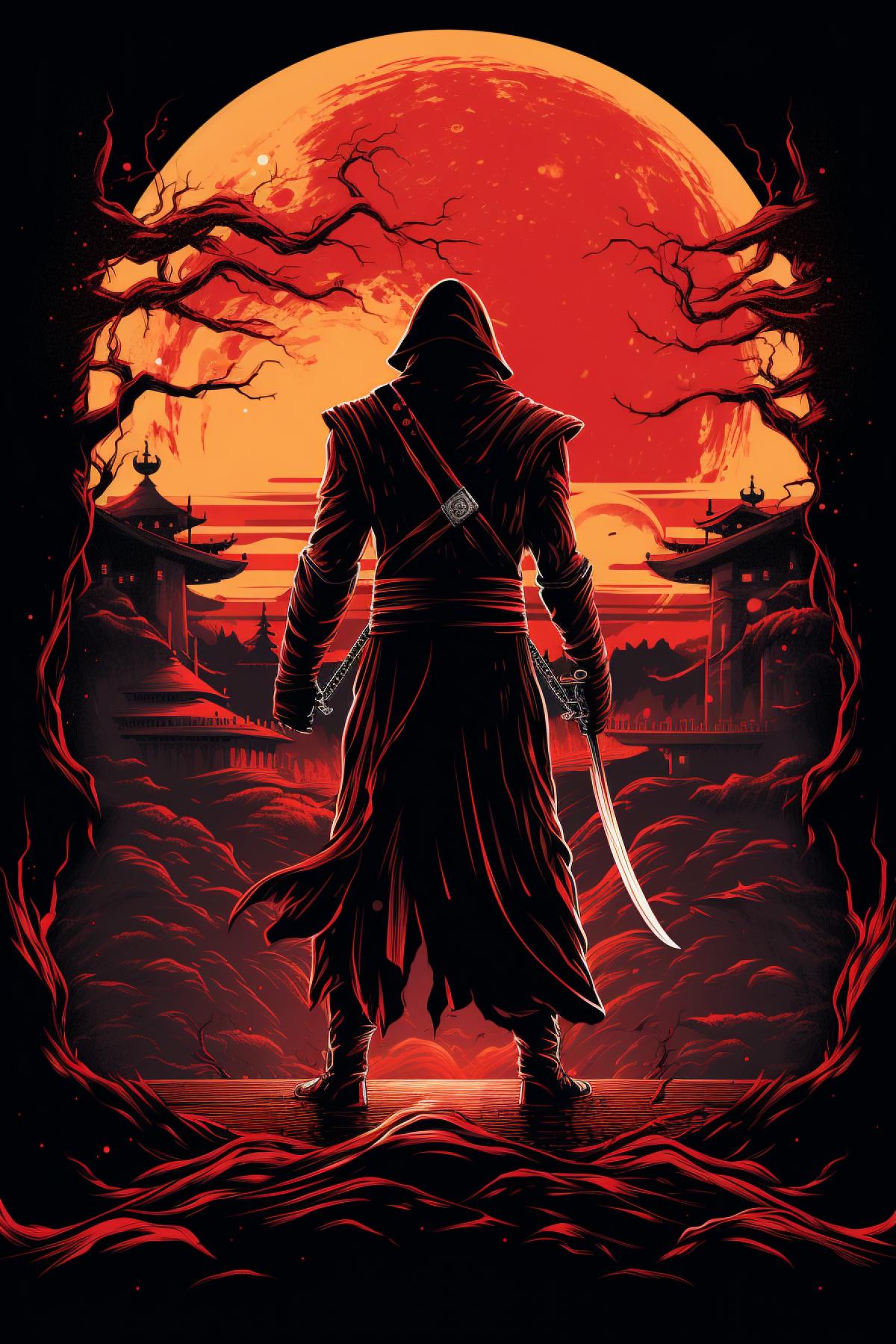 Astral ninja, in the style of Wayne Marlowe