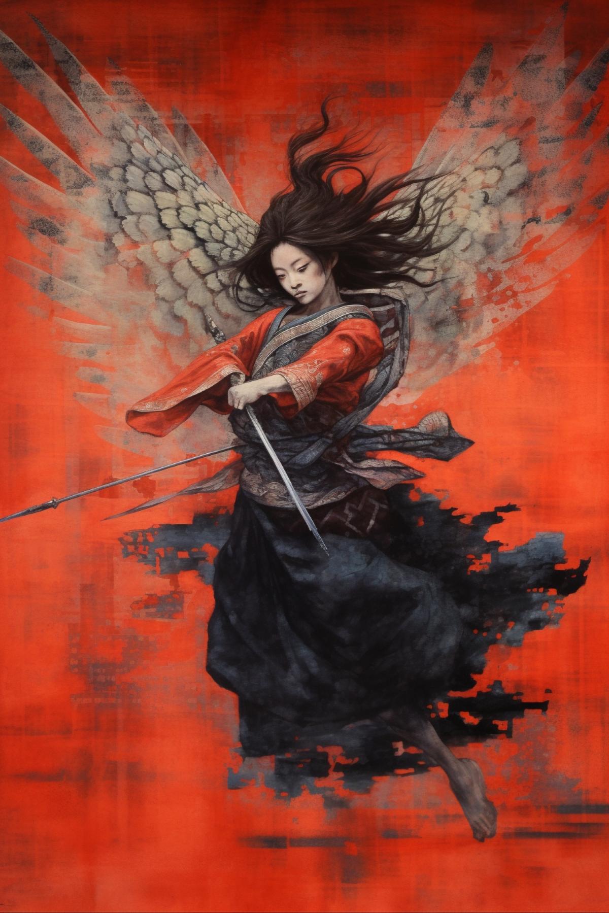 Angel karateka japanese painting