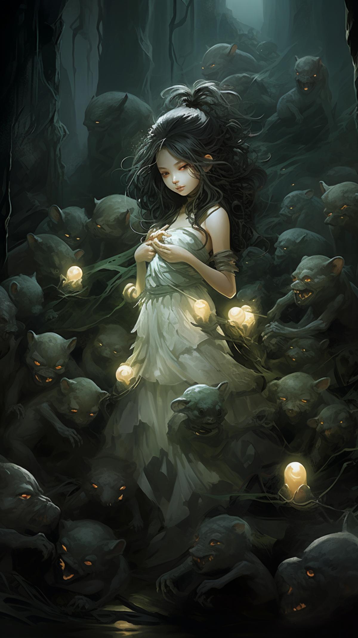 Qian Xuan style Mummy troll, amazingly beautiful illustration, fairy tale atmosphere