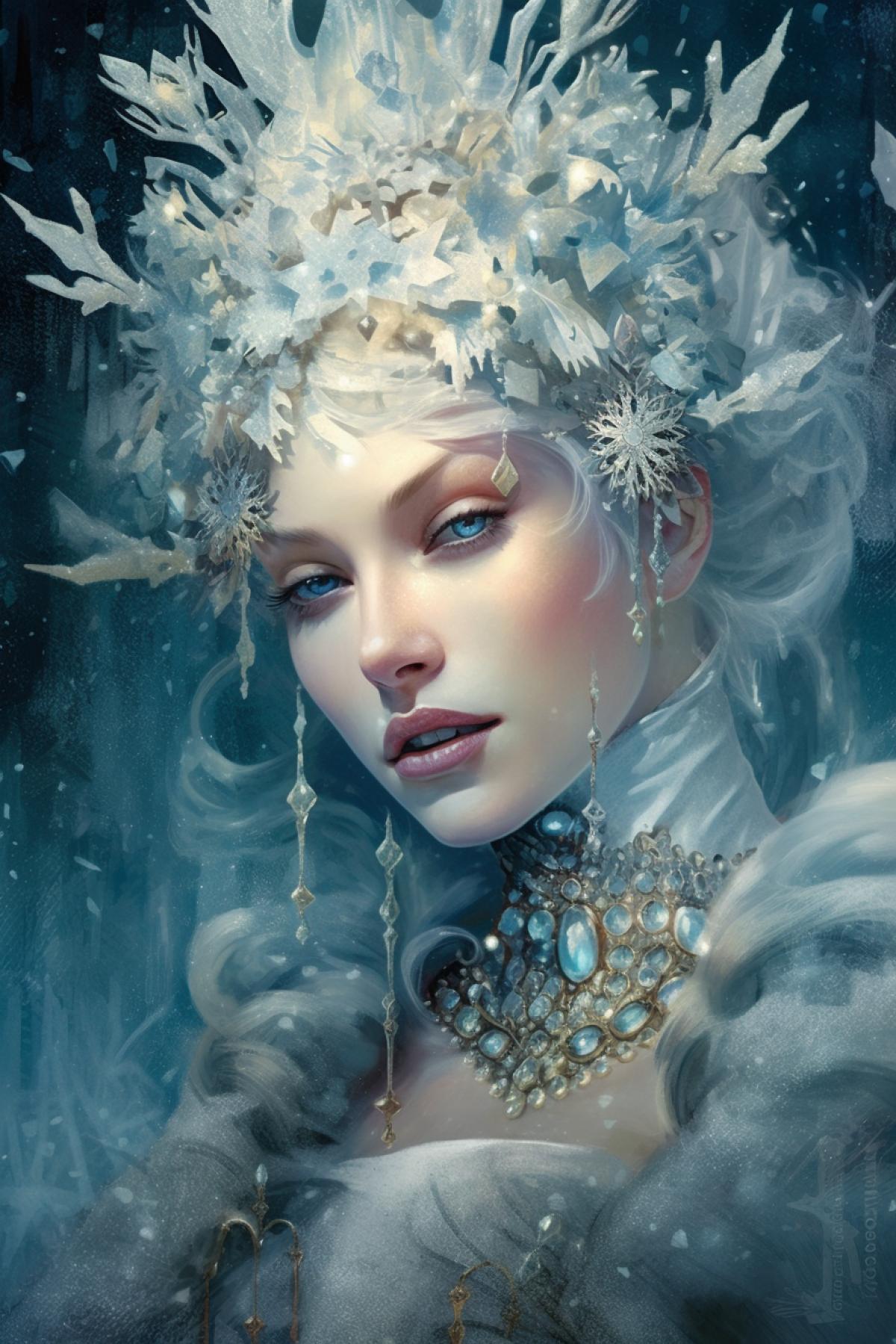 Snow queen baroque illustration