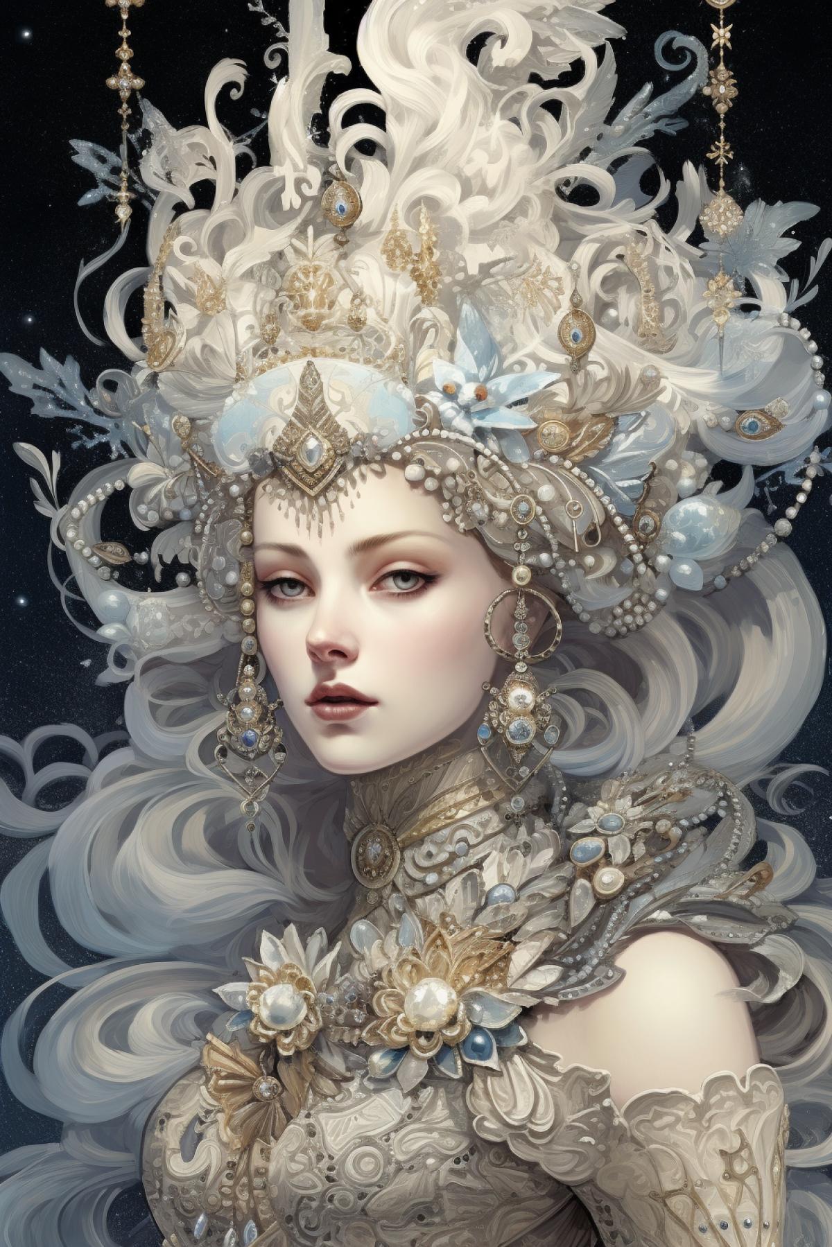 Snow queen baroque illustration