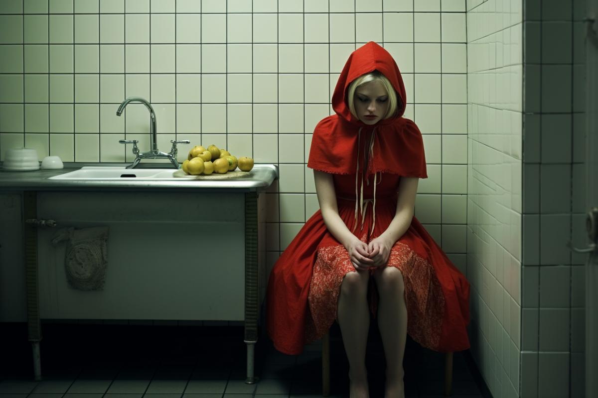 Real Characters from fairy tales in a mental hospital, fairy tale heroes, Little Red Riding Hood, Baba Yaga, Snow White, Cinderella, bear, ridiculous, funny, amusing, humor