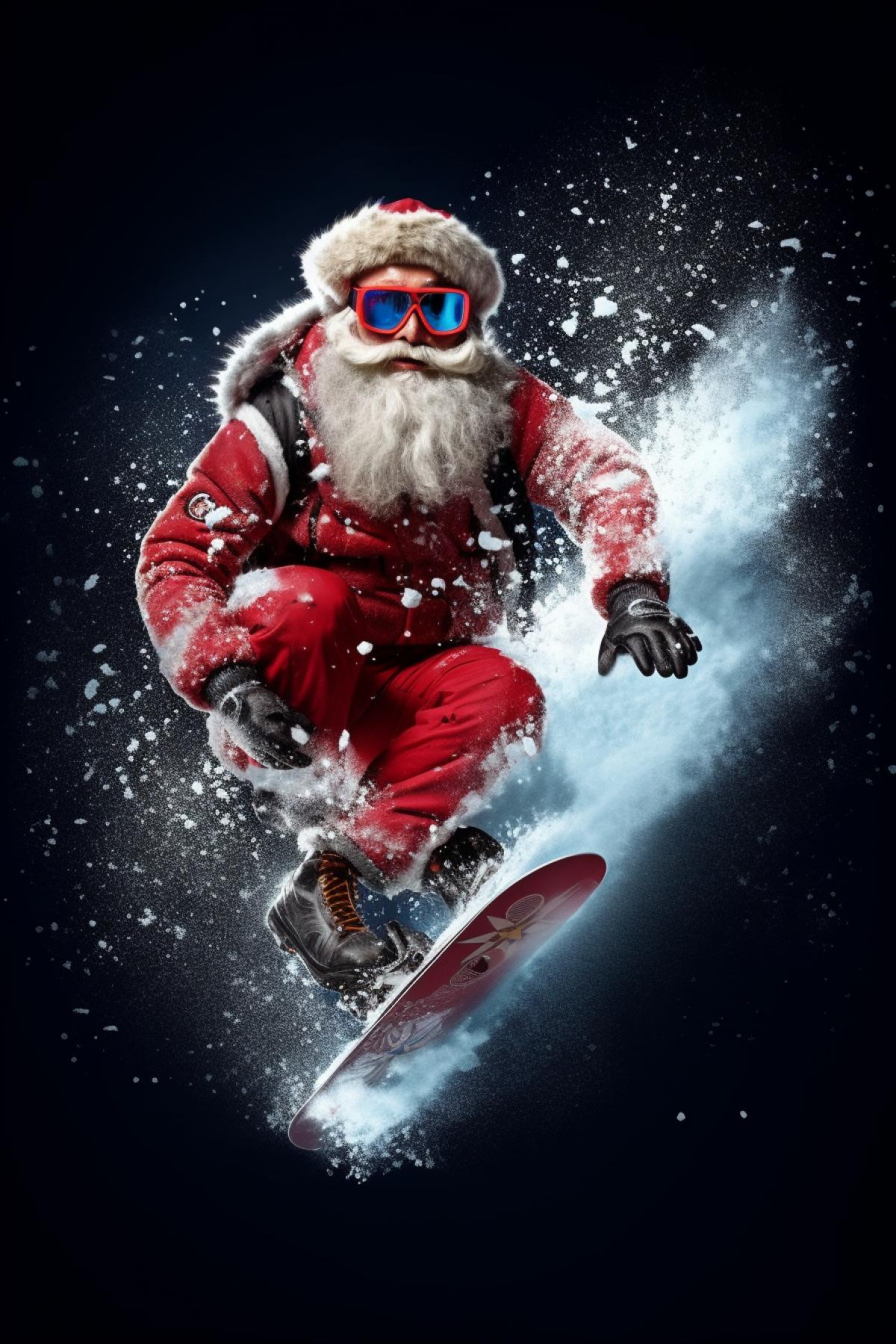 Santa Claus snowboarder