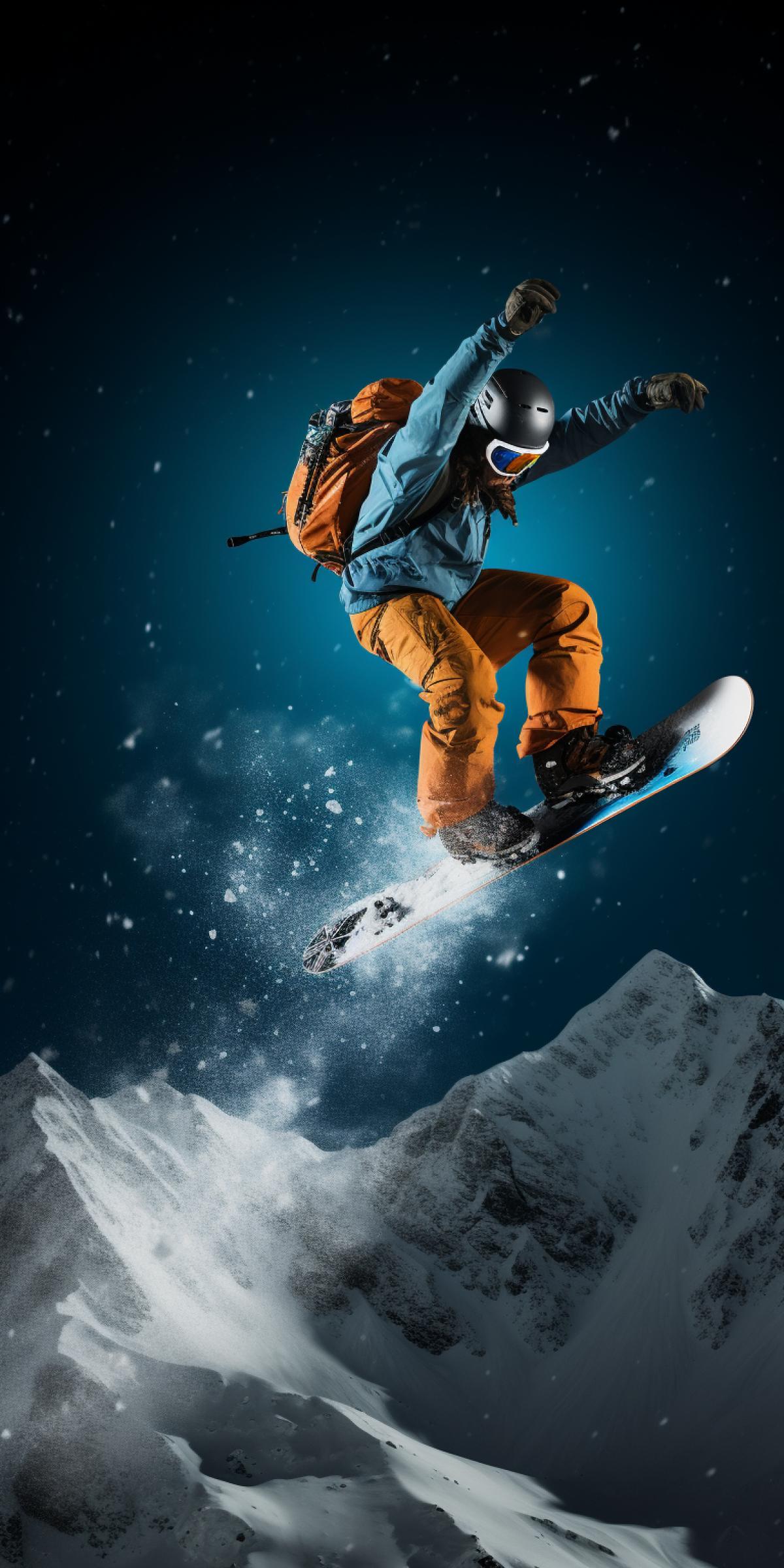 Snowboarder performing a trick high in the air, incredible photo