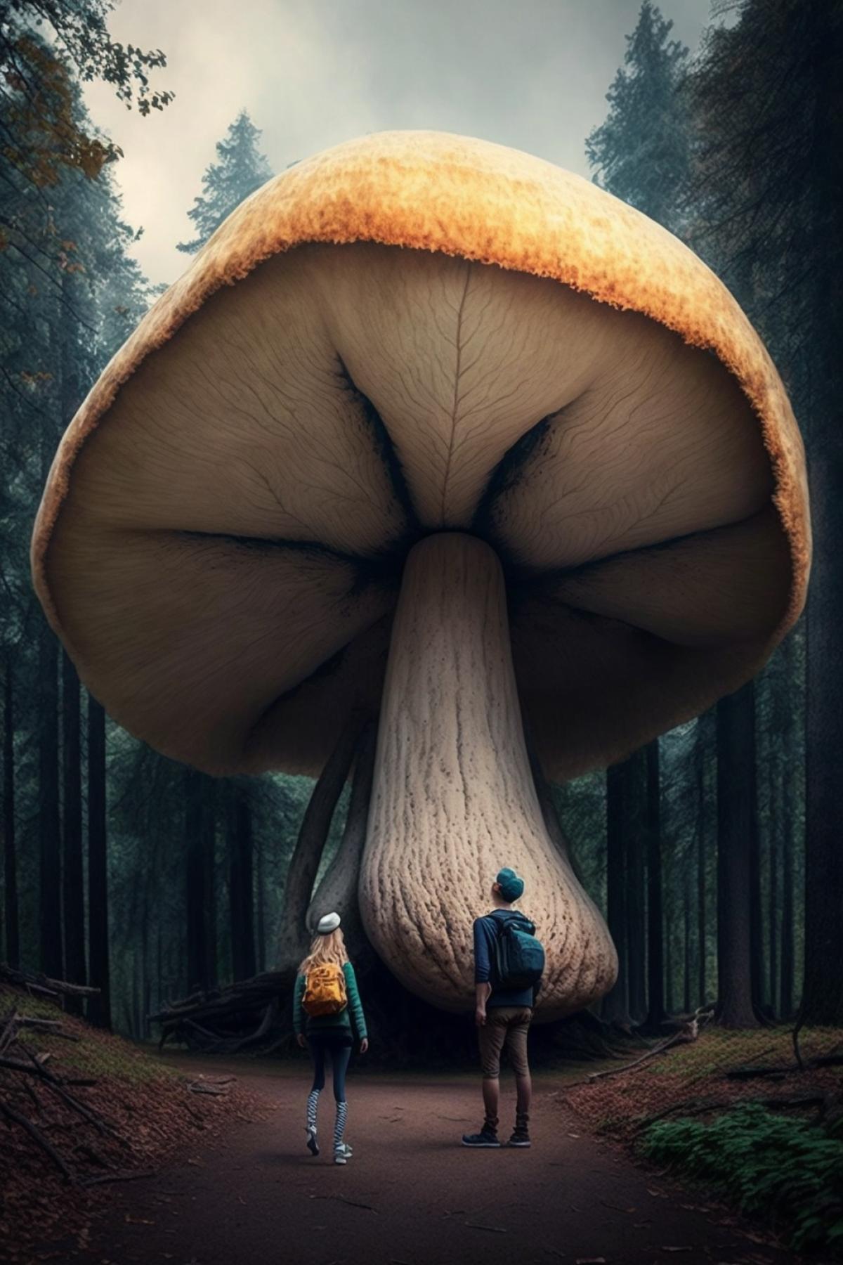 A giant mushroom the size of a forest