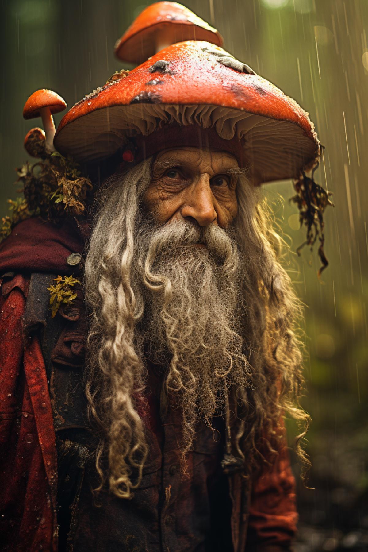 mushroompunk , an old wizard with mushroom and fungi growing on his face