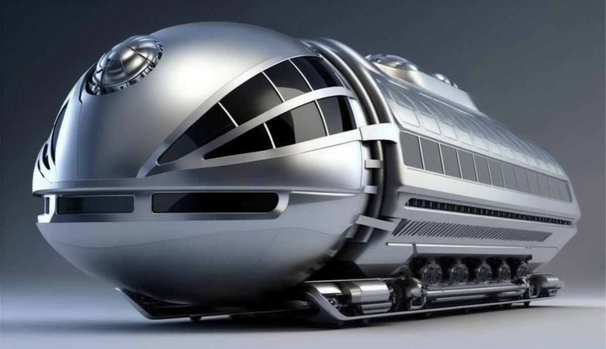 large high-speed futuristic hovercraft bus