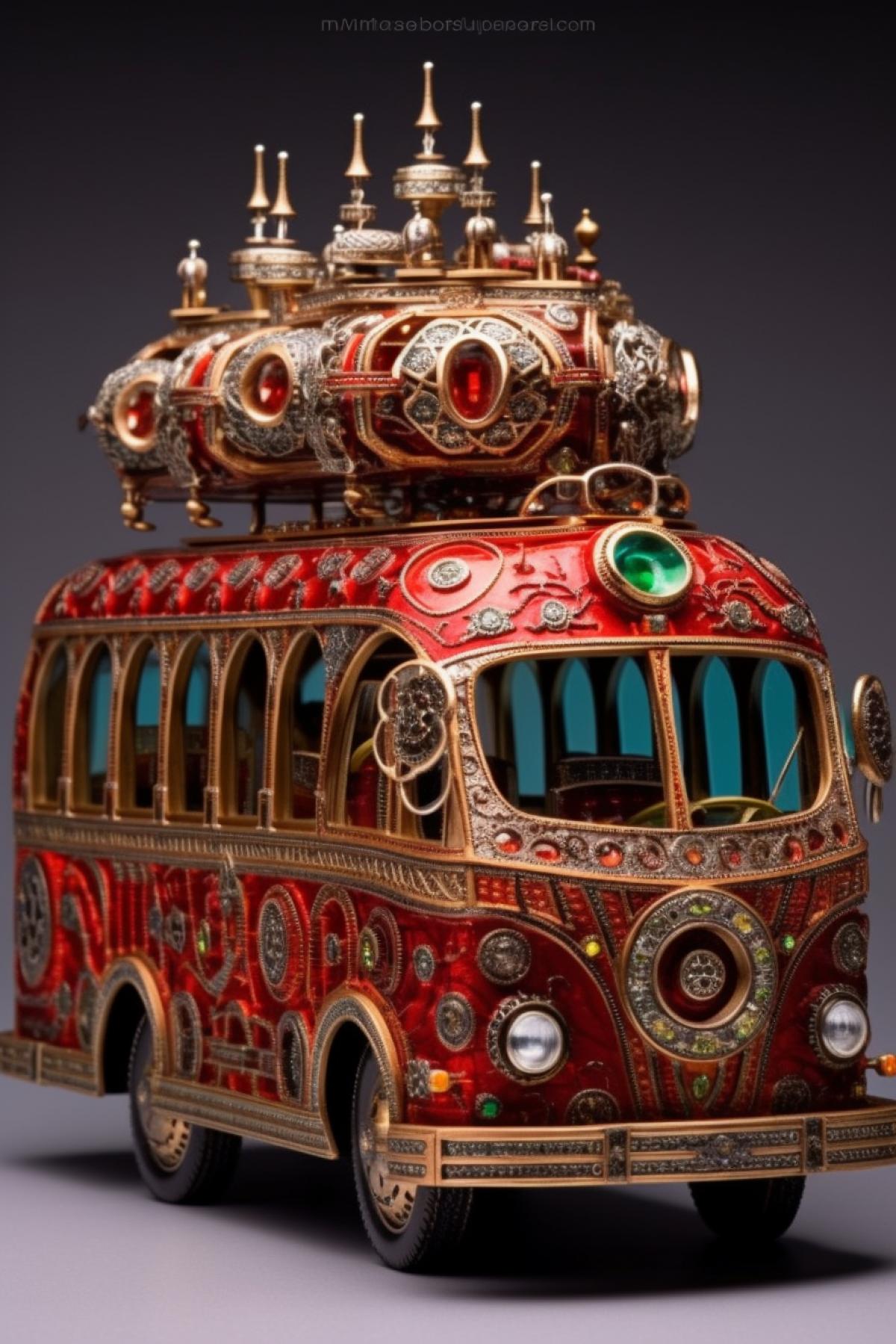 Retro bus in faberge style baroque gothic surrealism