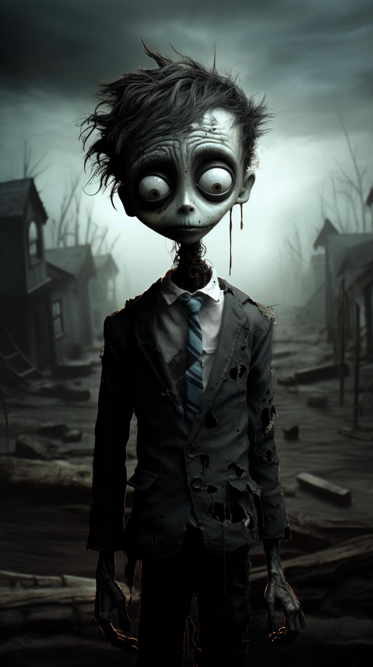 Surreal zombie, Tim Burton style