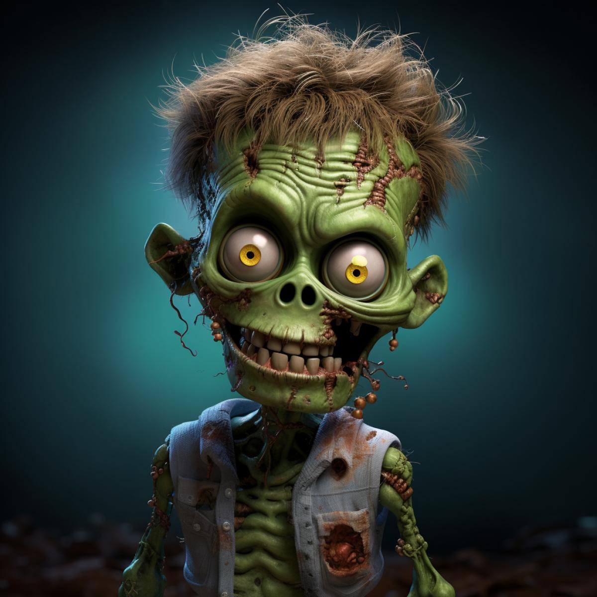Disney cartoon , funny, cute zombie, ultra details