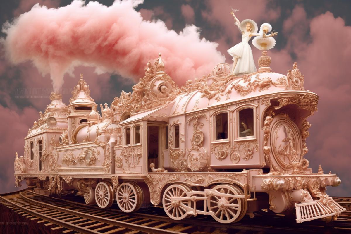 Retro train rococo surrealism