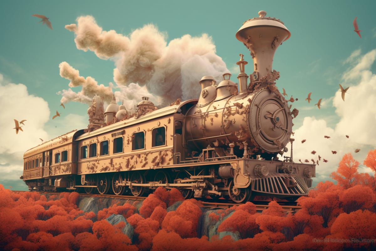Retro train rococo surrealism