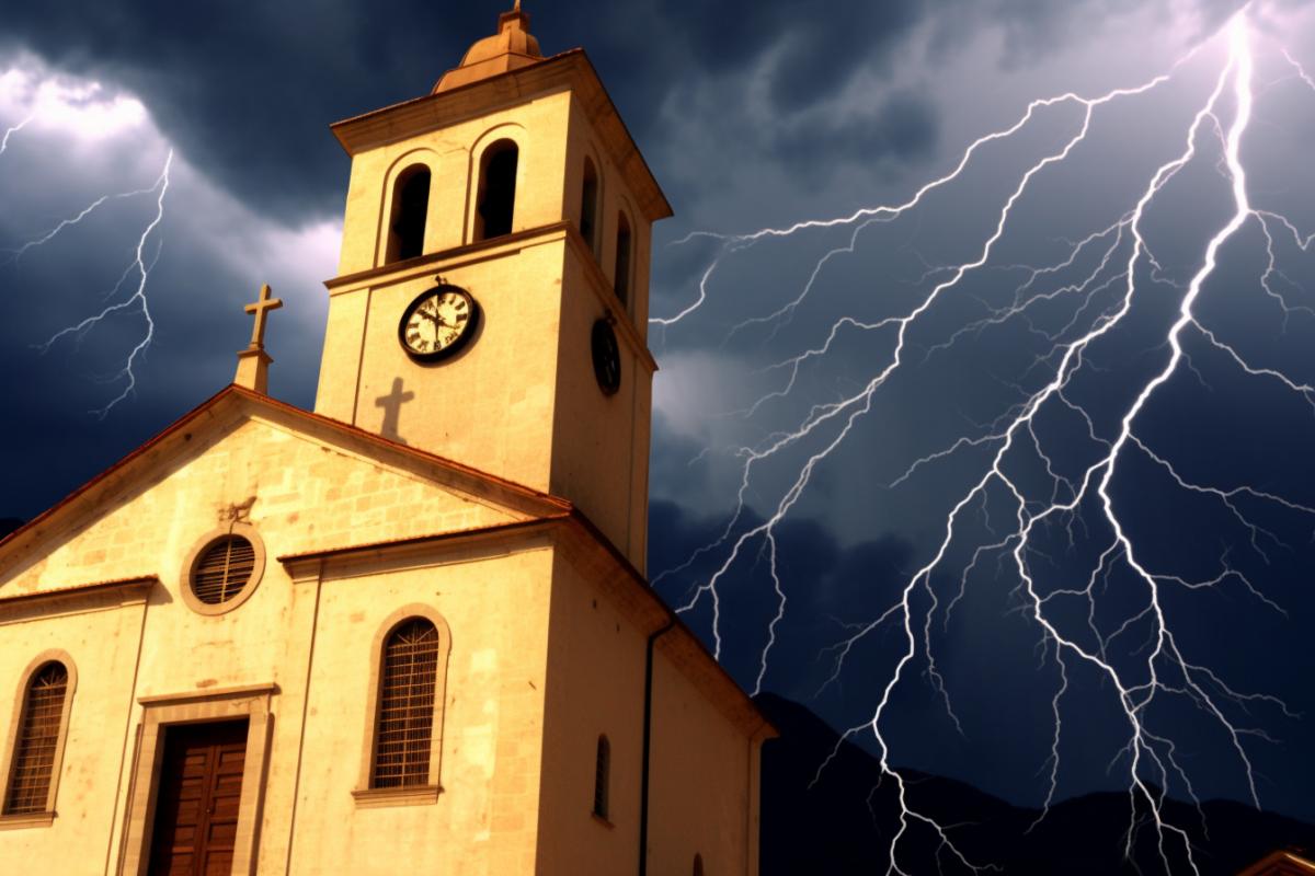 Terrible thunderstorm, pagans pray to the gods