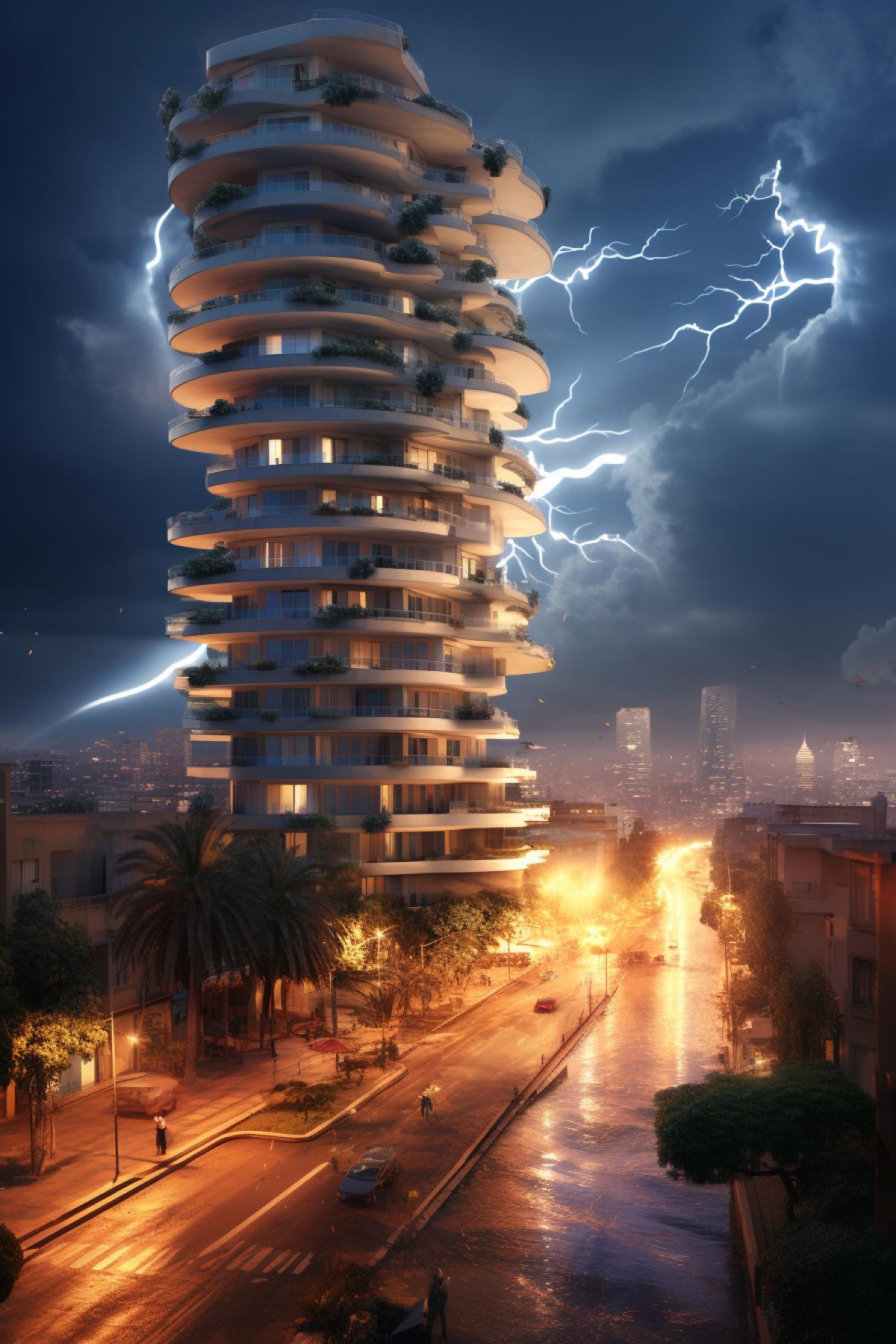 Tel Aviv Florentine, architecture, futuristic, cinematic lightning, epic fantasy, hyper realistic, detail 8k