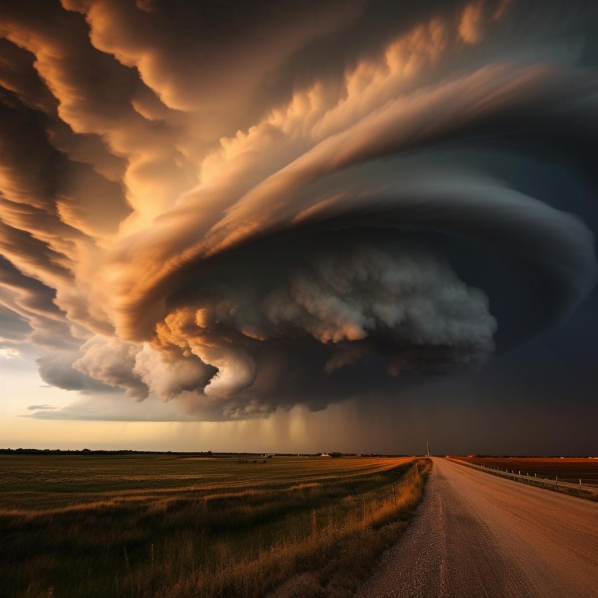 supercell thunderstorm over the prairies of Manitoba