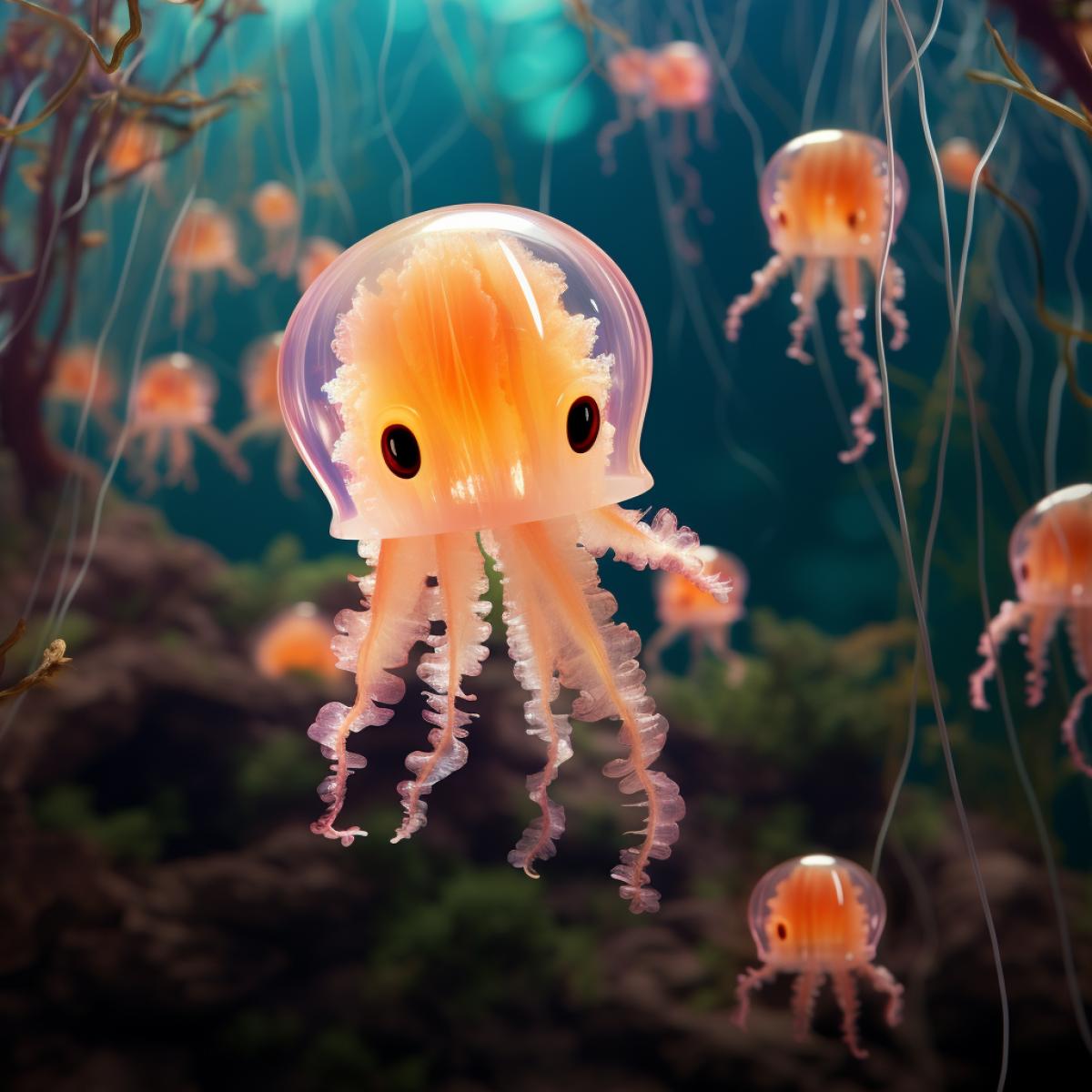 Cute jellyfish, photo, realistic, 8k