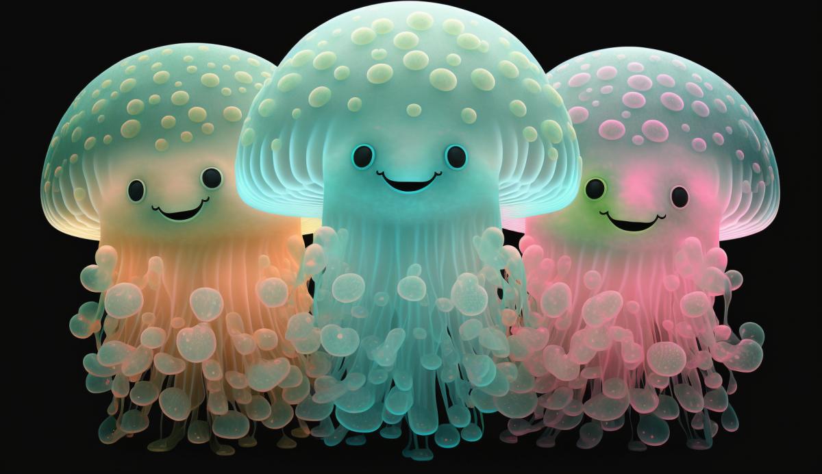 We are cheerful jellyfish, we look like watermelons.
