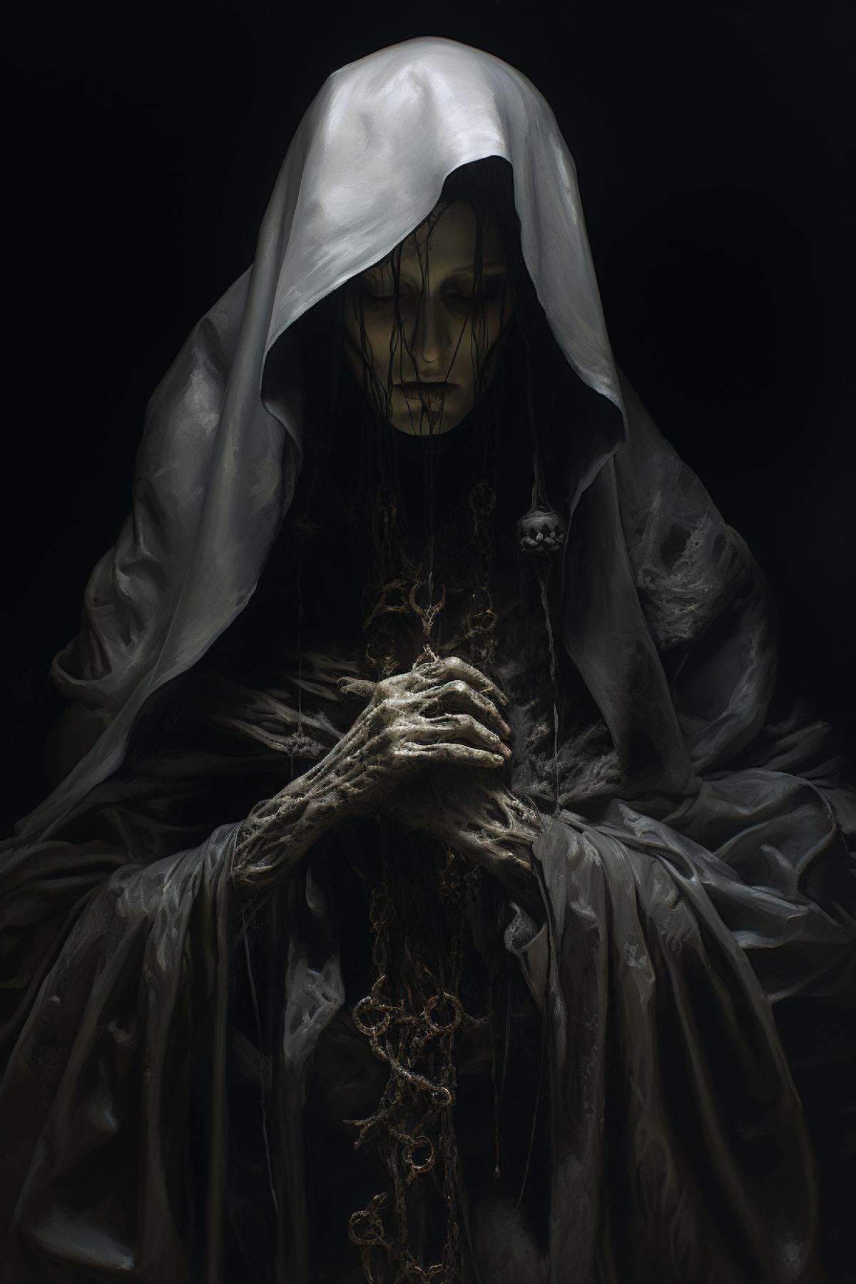 Full body, ugly human-eater witch baba yaga, brave girls protecting some children from, middle of a ancient russian cemetary, dark souls cinematic, ethereal ghost veil, ghost, wood cross, ortodox icons on cross, russian folklore, giger style, edgar allen poe, flowing poem, gothic, dark souls, cinematic lighting, photorealistic, asymmetrical, details, burning forest matte, ancient cemetary, green auric, combat scene in dynamic motion, in traditional folk clothes, Russian pagan gods, imps, slavic myphology :: hyperrealism, octane rende