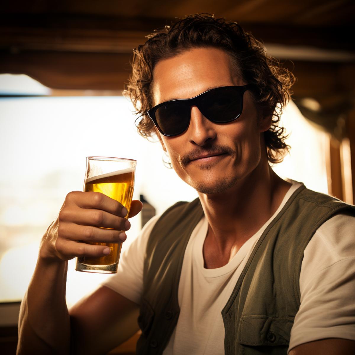 Matthew McConaughey sunglasses beer meme