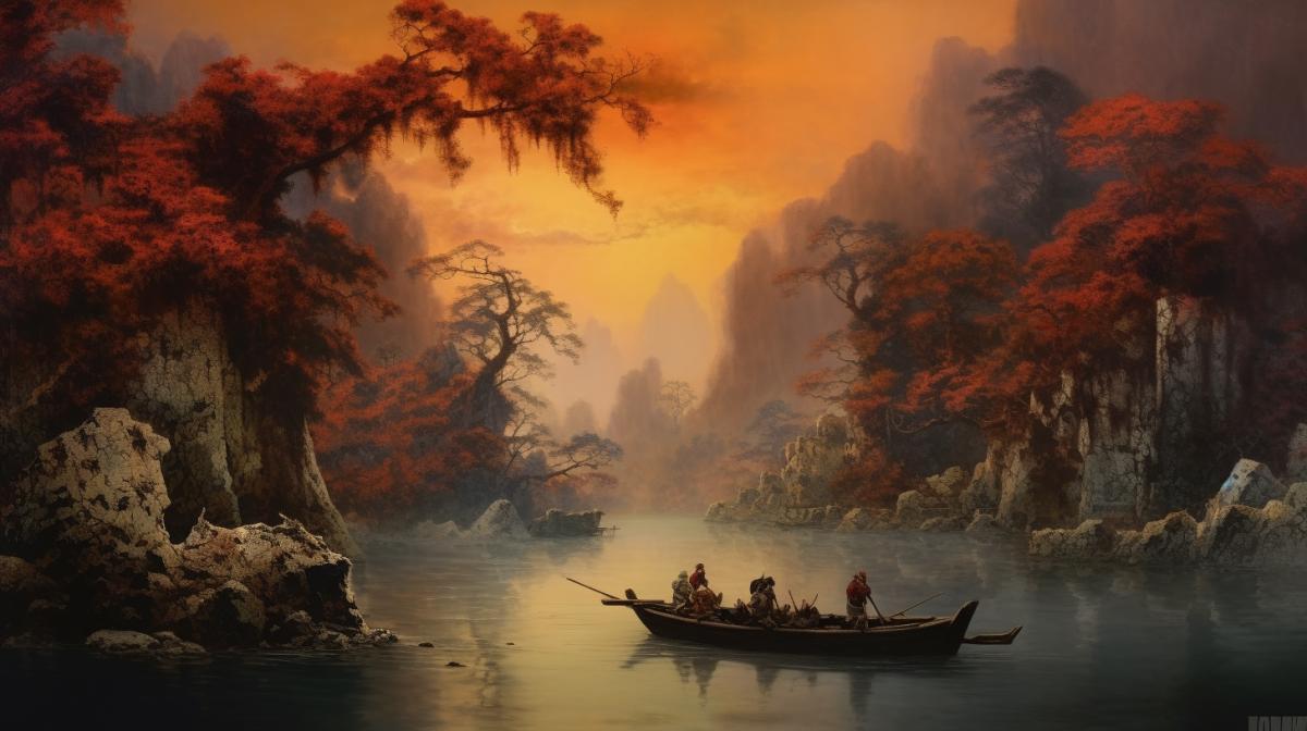 Life of the river, Japanese painting