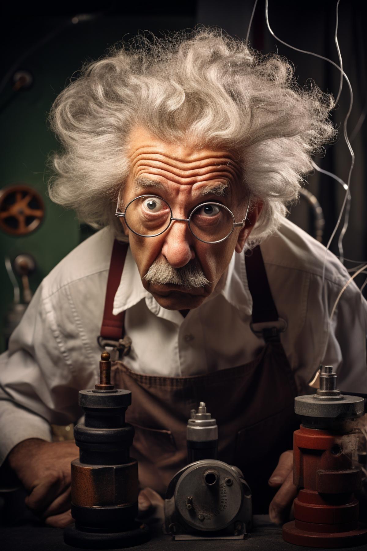 Very emotional scientist physicist, photo