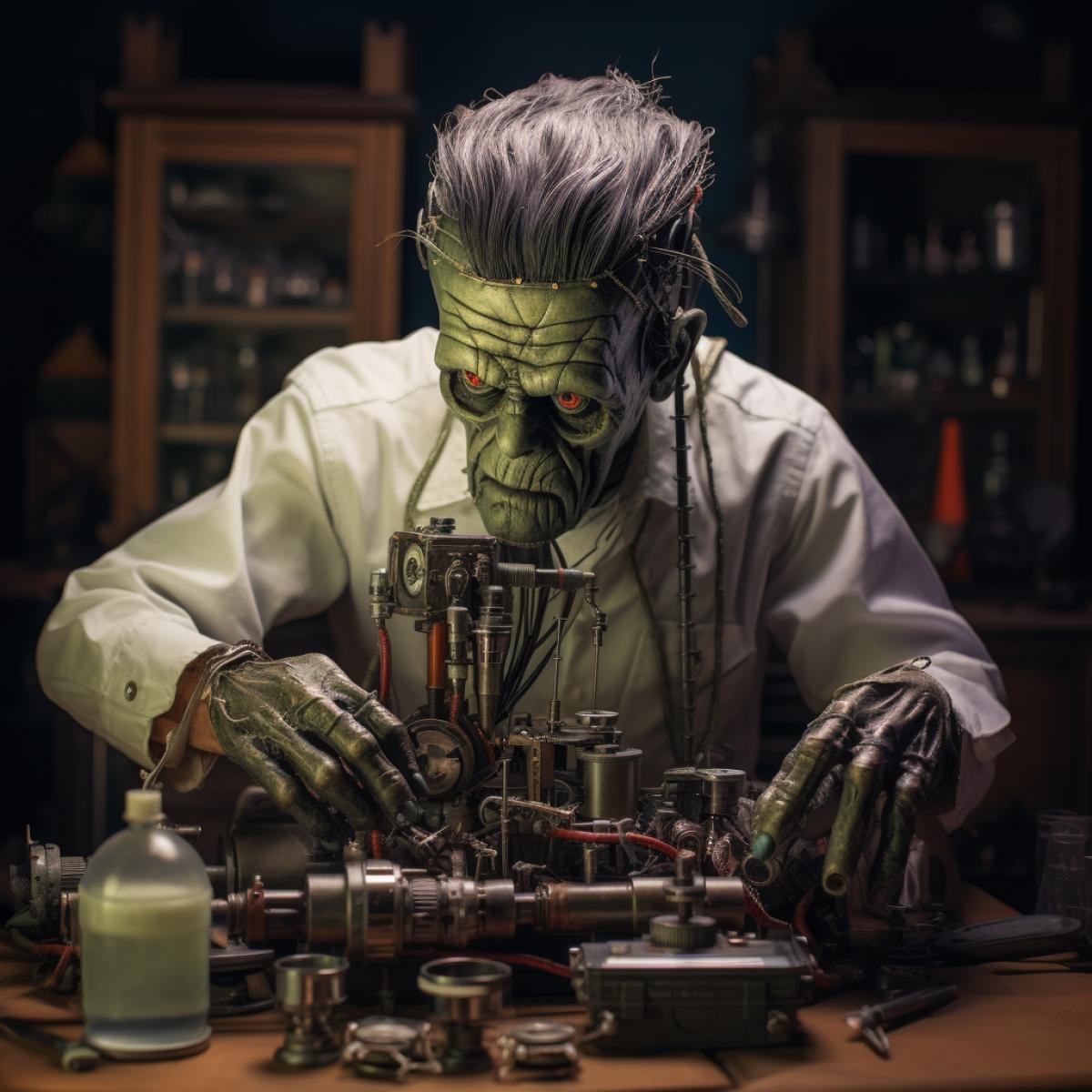 Mad scientist creates Frankenstein