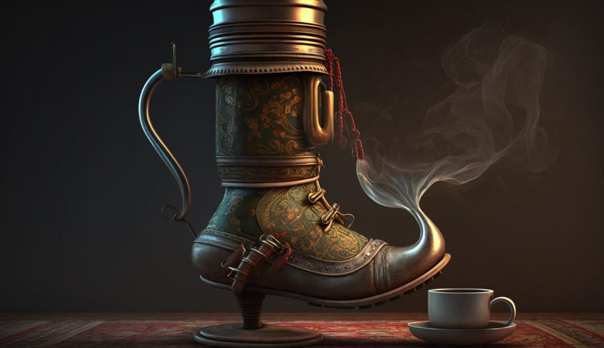 Samovar with a boot instead of a pipe