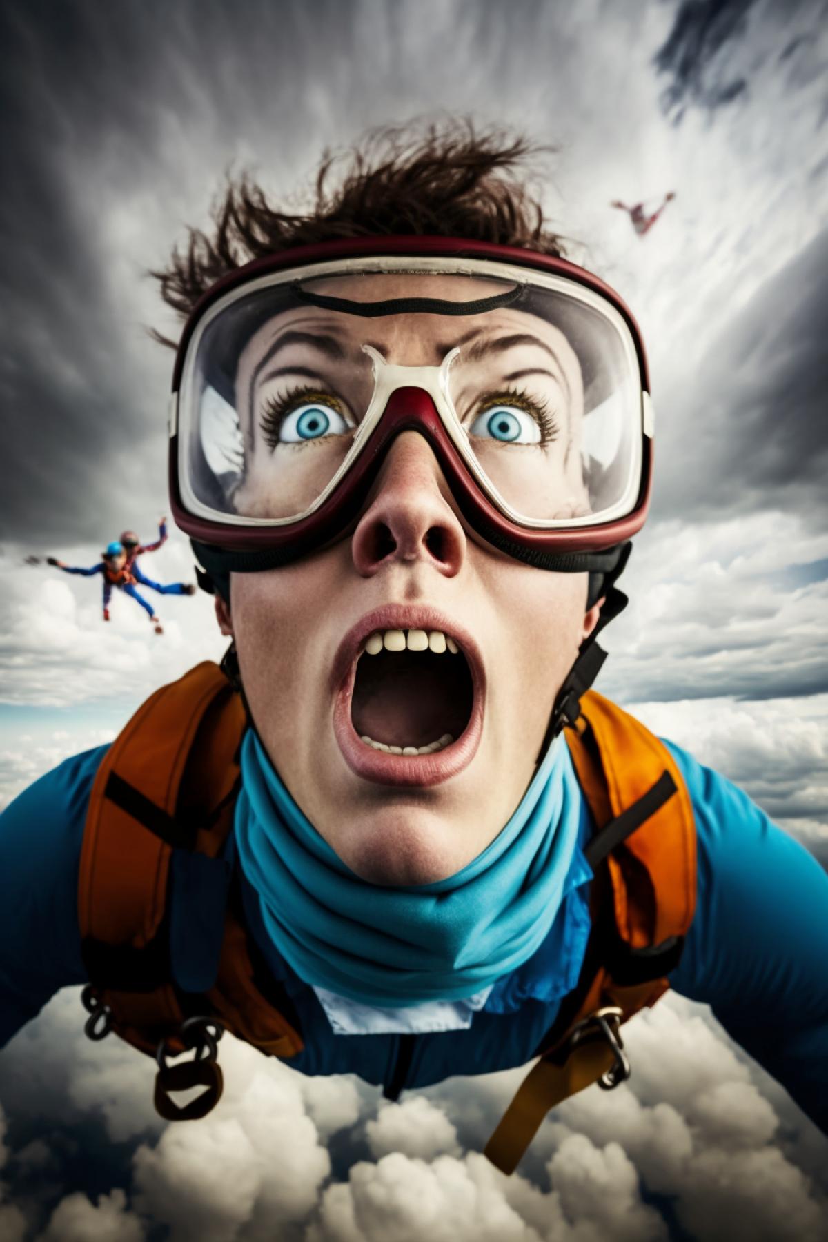 scared skydiver