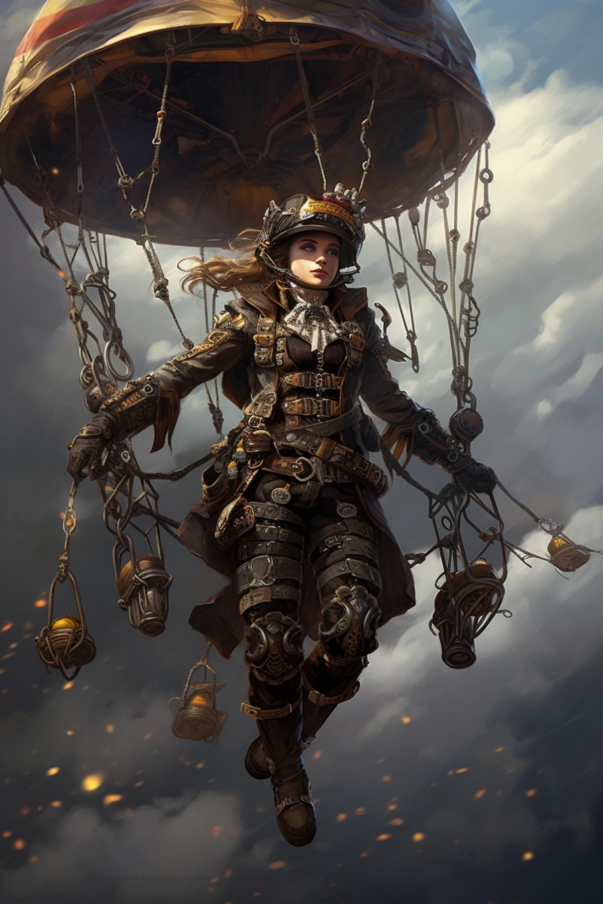 parachutist in steampunk style