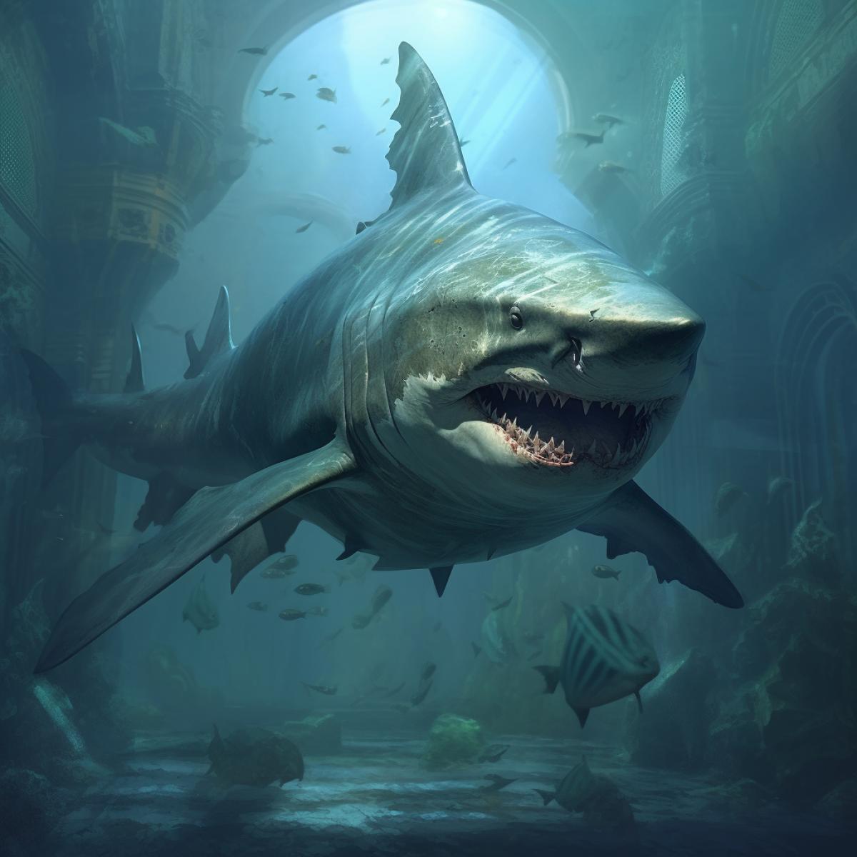 Ancient shark, underwater world, strength, power, greatness, beauty