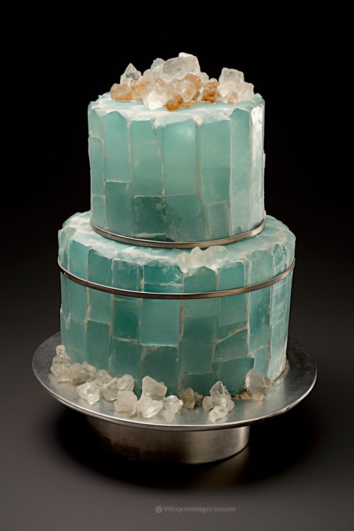 Jewelry cake made of silver with apatites