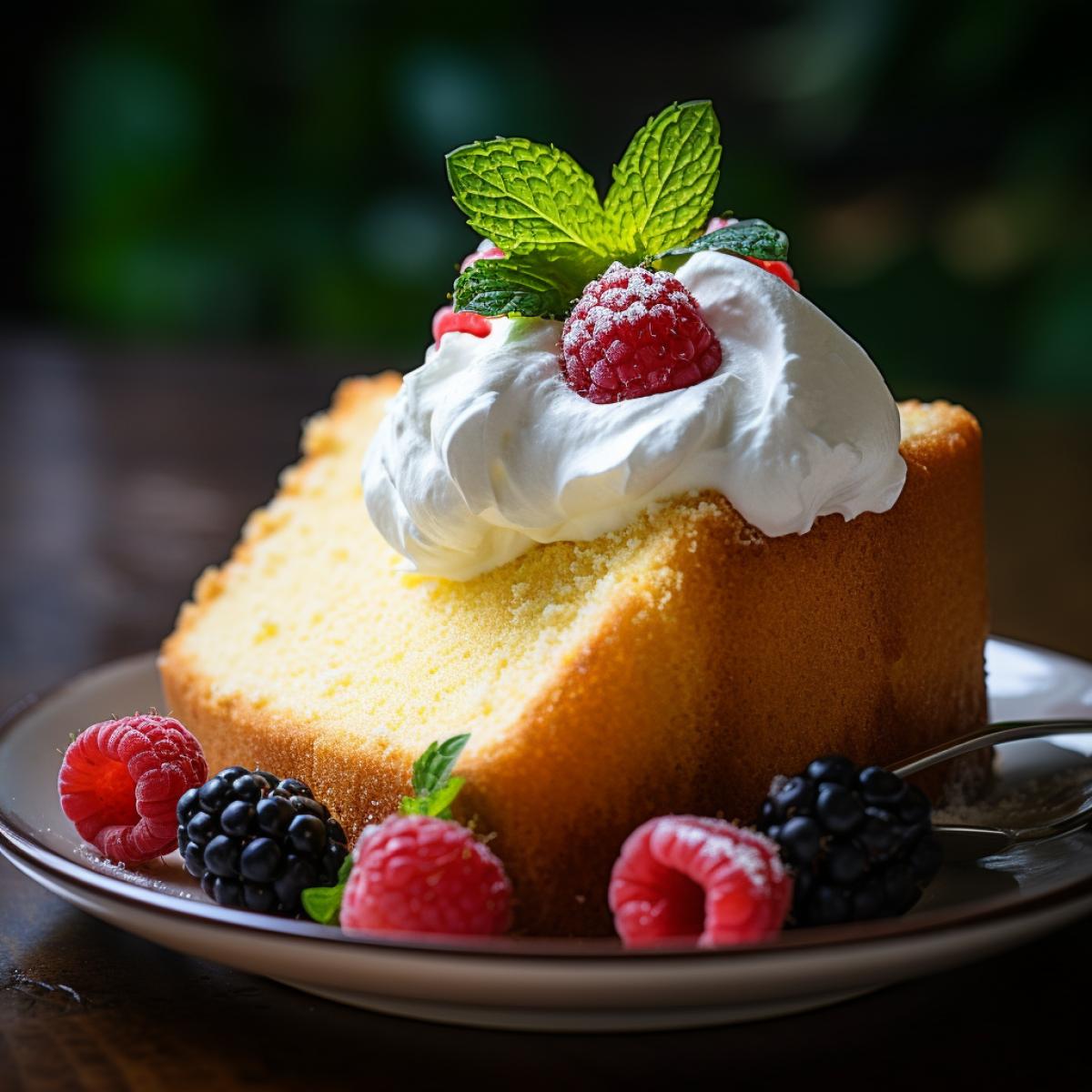 pound cake with whipped cream