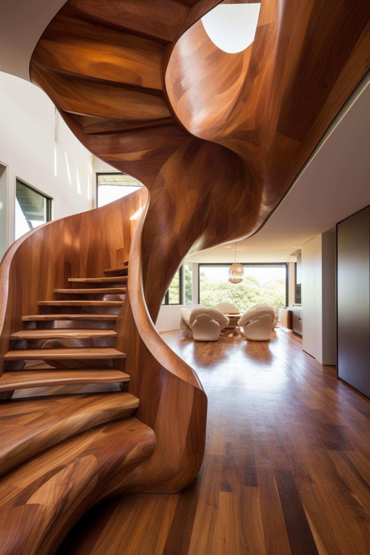 Jason peters stairways made of polished wood within cosy interior