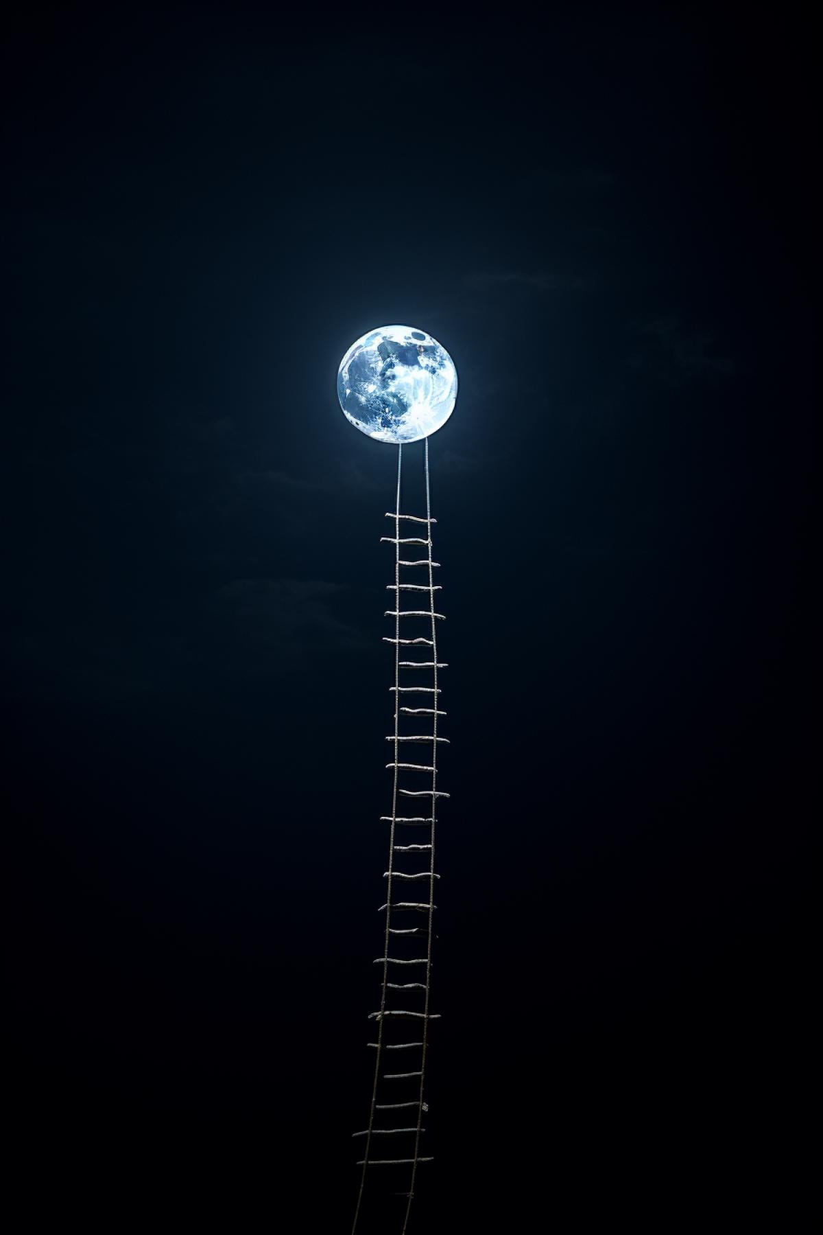 Cord ladder up to moon