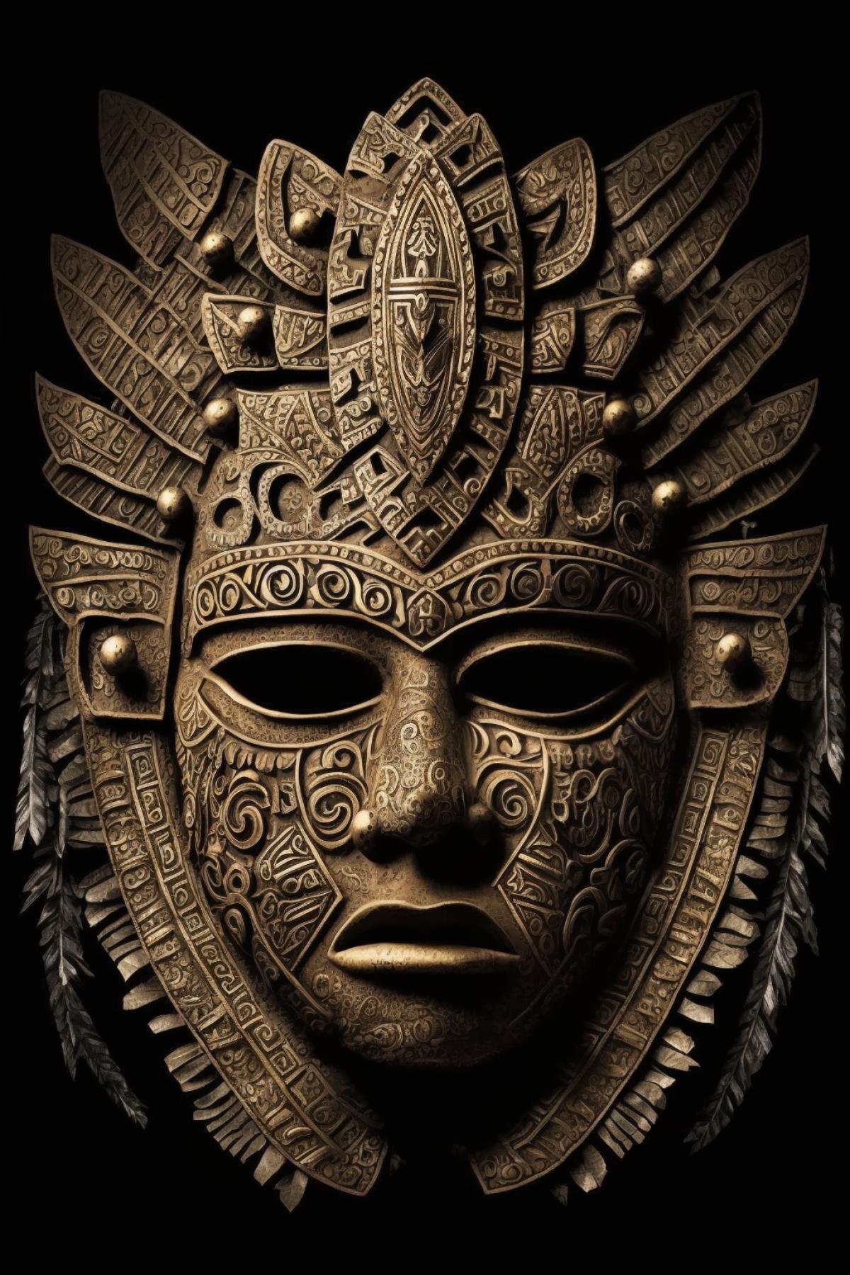 ancient mask of the Mayan Indians, high detail