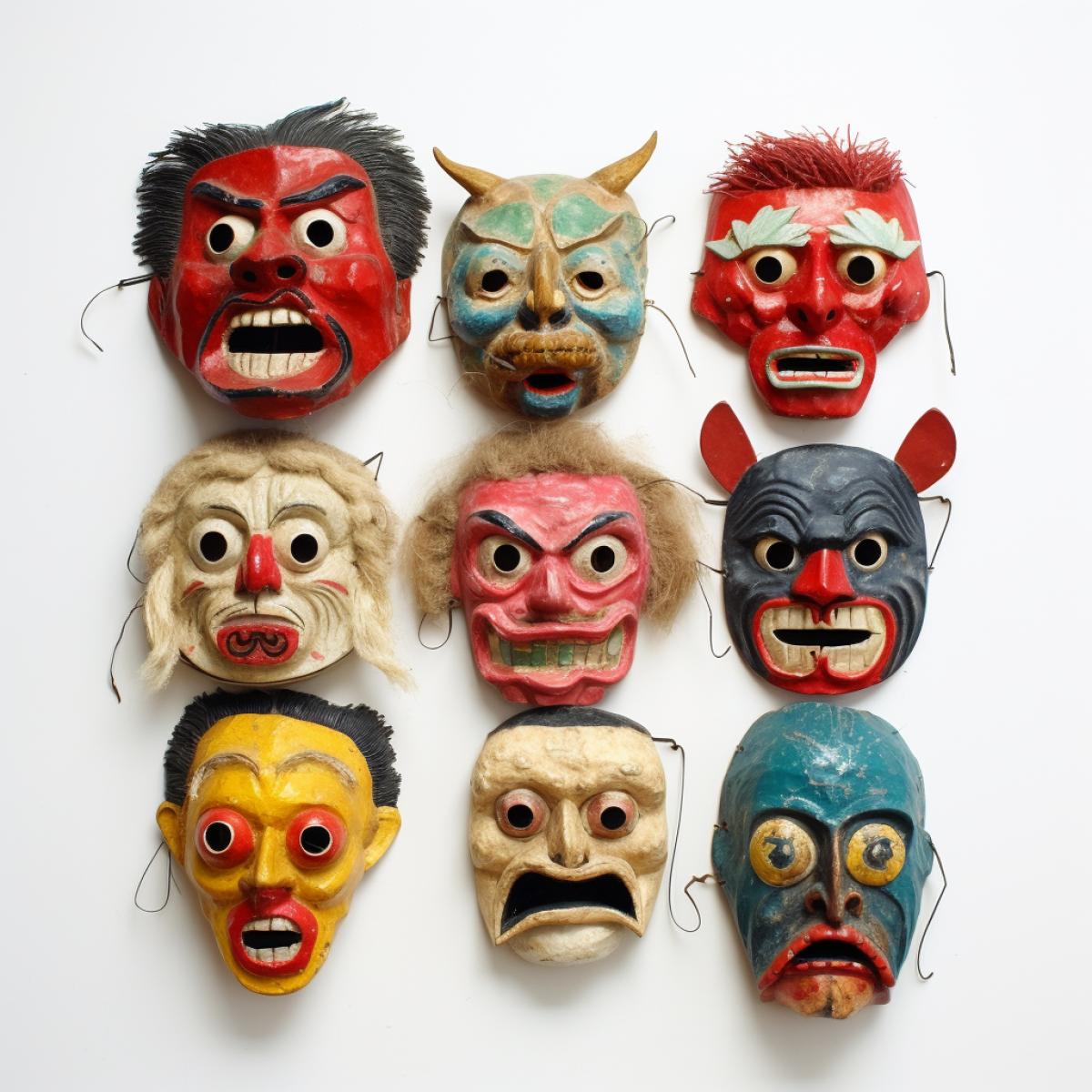 scary paper mache masks from the 1900s