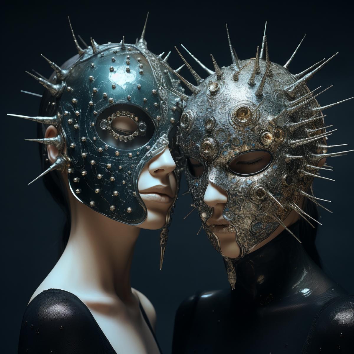magipunk masks, photorealistic shining sparkling reflections