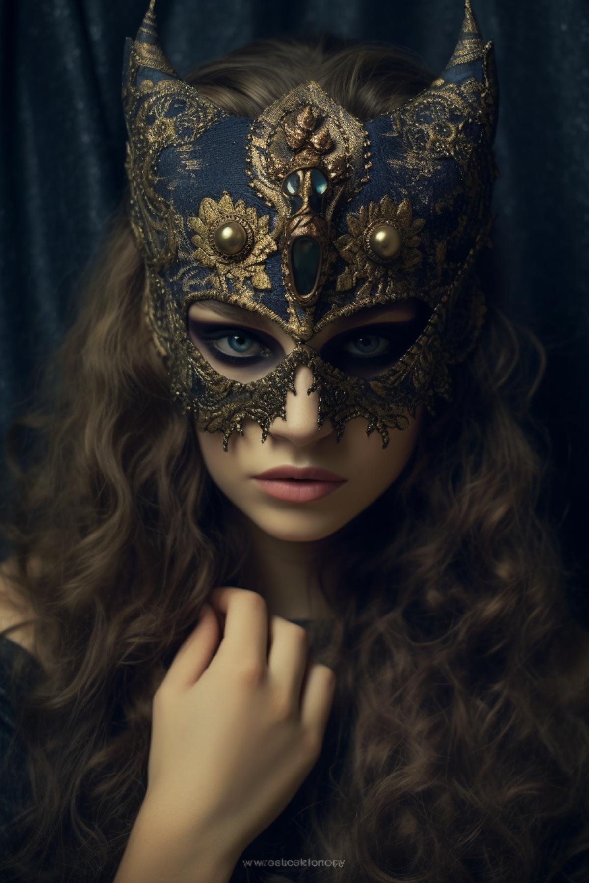The girl has a beautiful mask