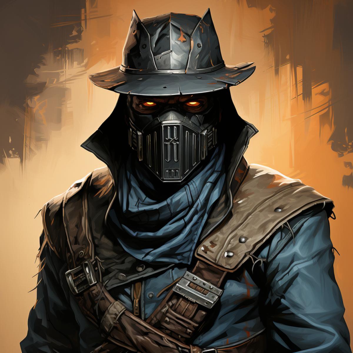 portrait of Mr. Zorro wearing a face mask and wide-brimmed hat