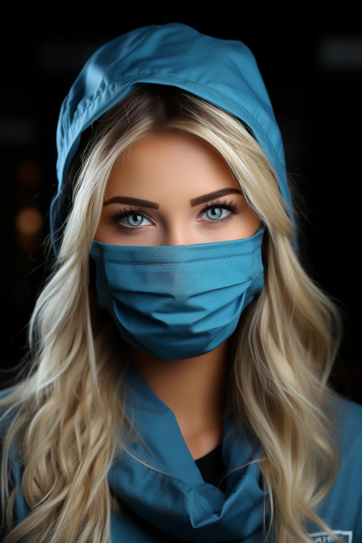 very beautiful luxury nurse in a medical mask