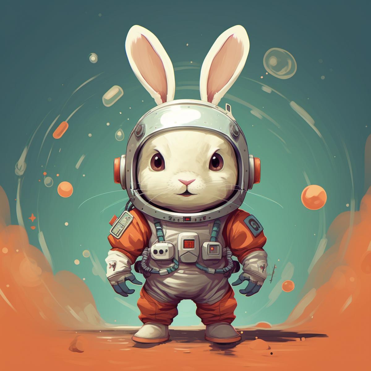 cartoon bunny with astronaut suit