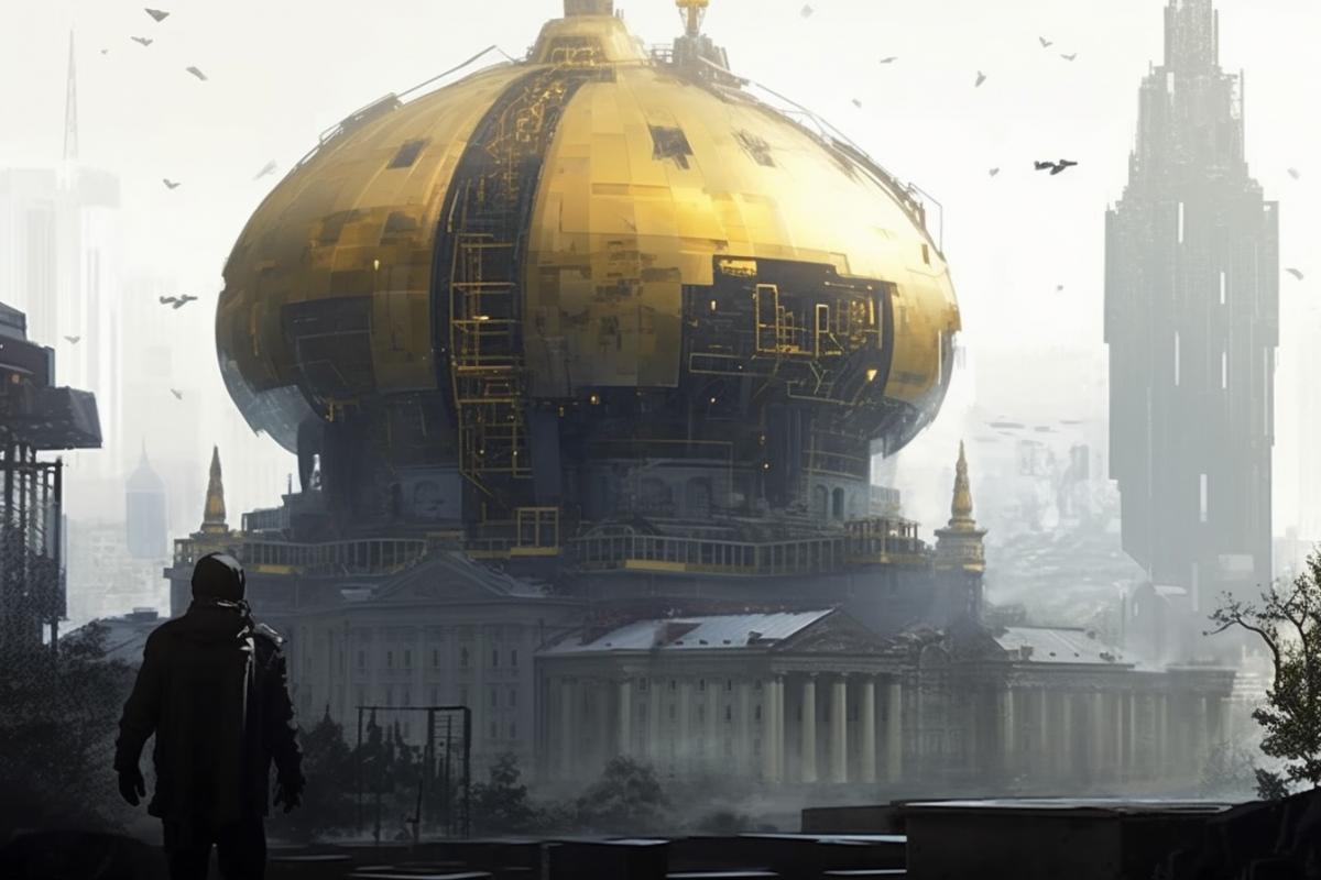Orthodox church in cyberpunk style
