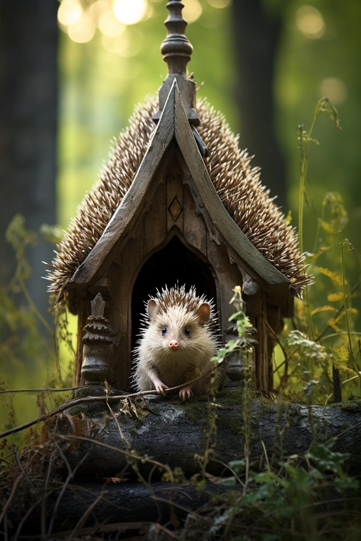 Church of the Hedgehog, architectural religious building, hedgehog religion, hedgehogism, beautifully created photo, building in the style of ascetic hedgehogism.