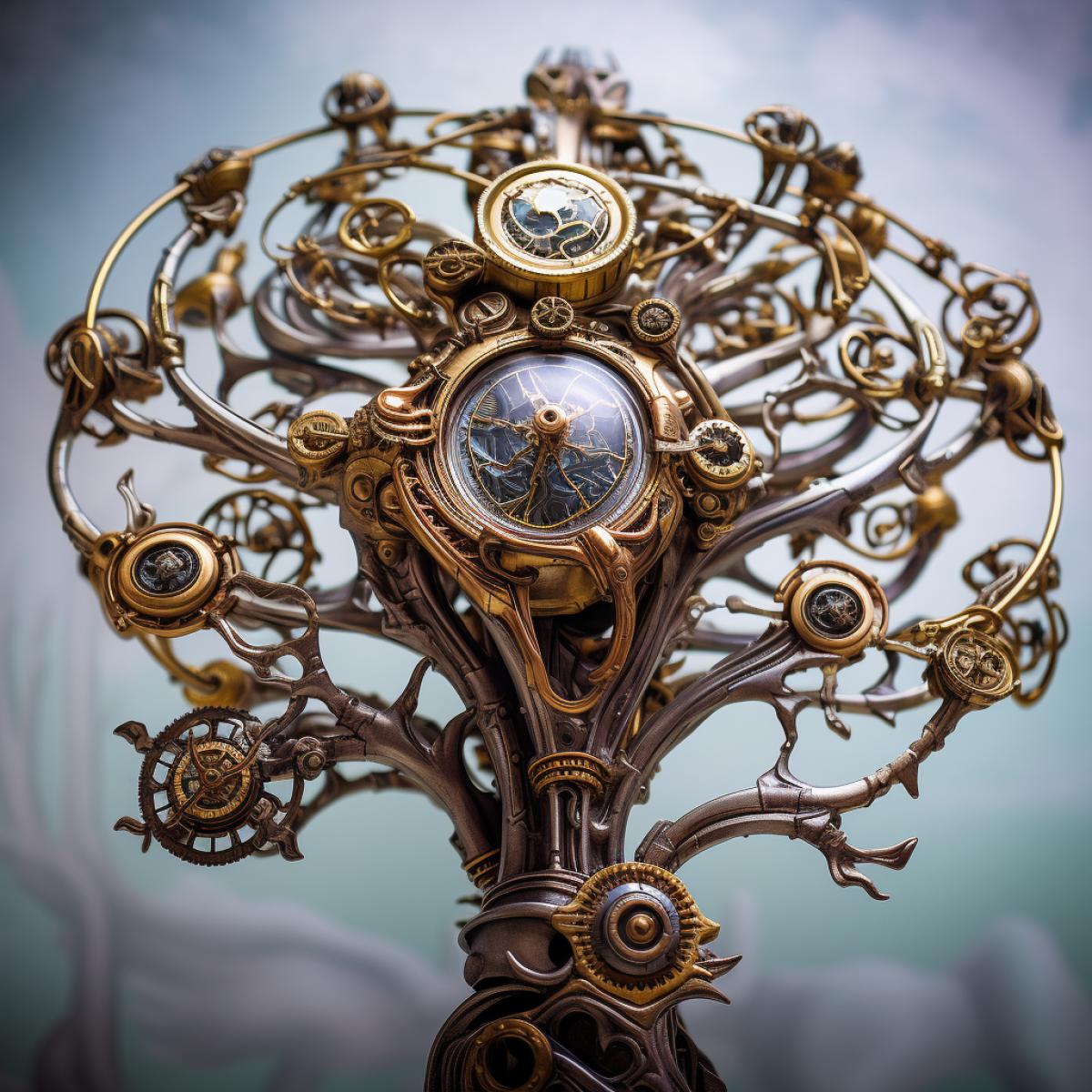 strange steampunk tree close-up