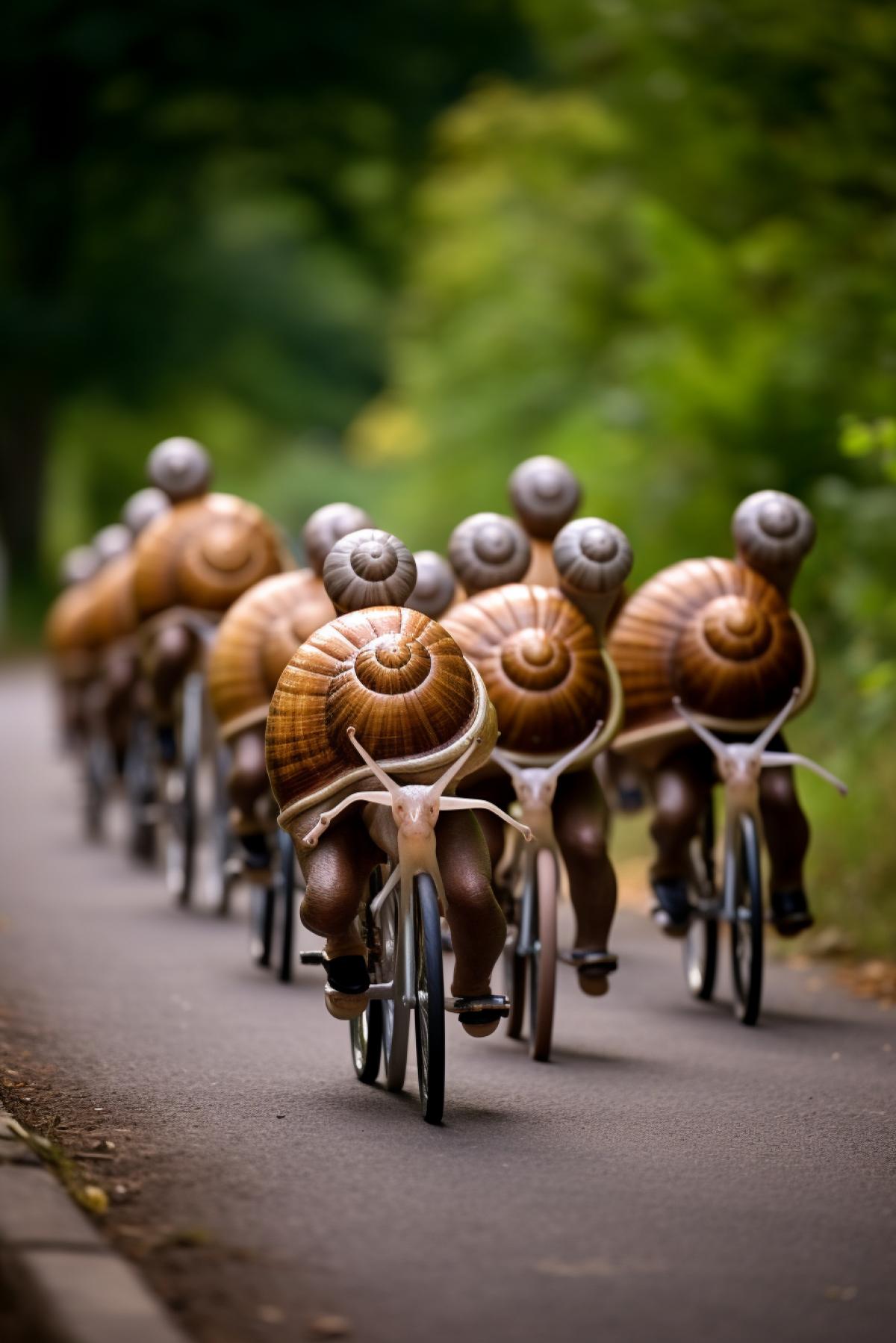 Vine escargots riding bicycles on bicycle race turn rush fist dynamics