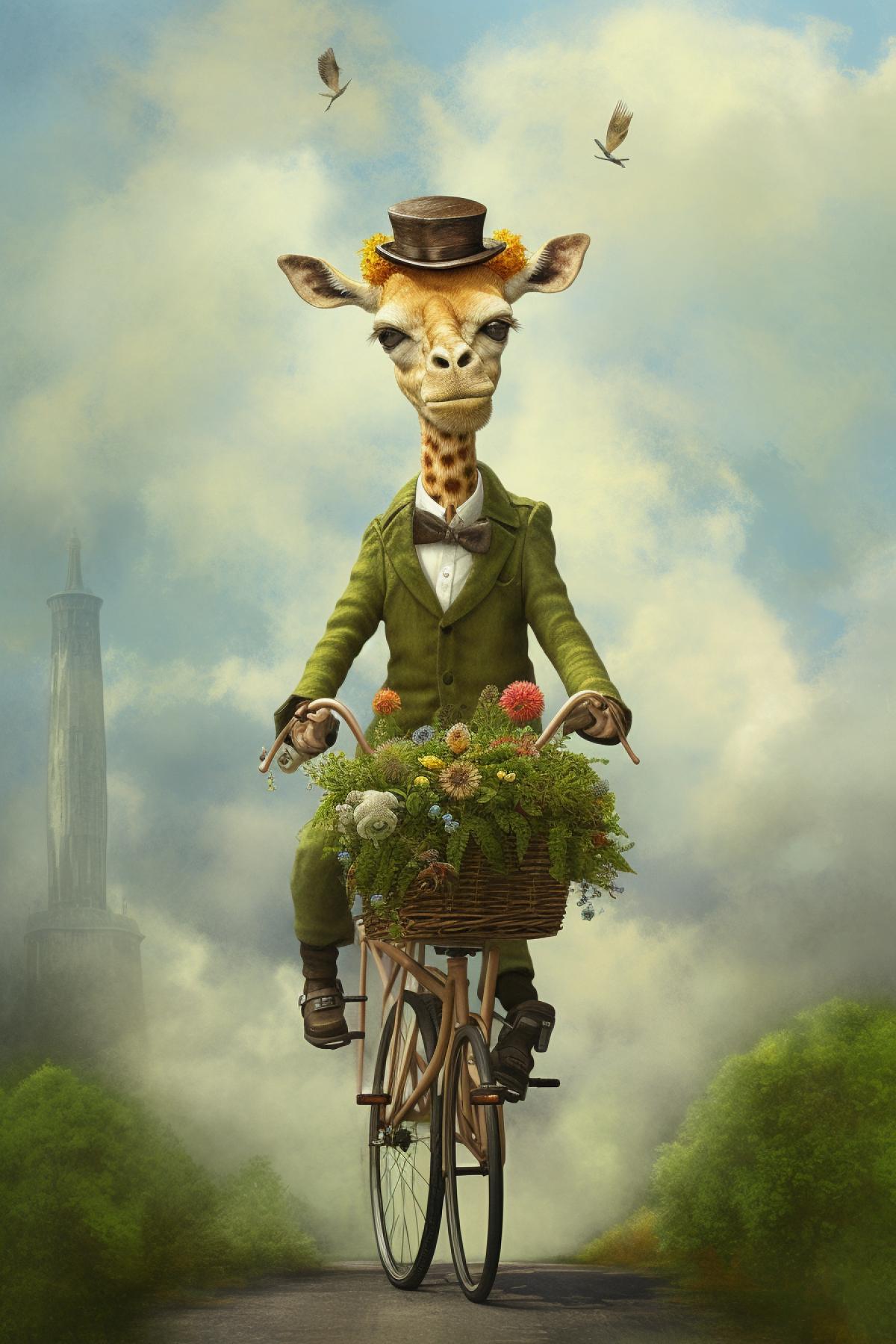Giraffe on a bicycle